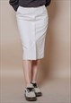 VINTAGE 80S HIGH WAIST BUTTON UP FRONT PENCIL SKIRT IN CREAM