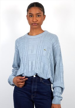 Vintage Lacoste Cable Knit Jumper in Blue