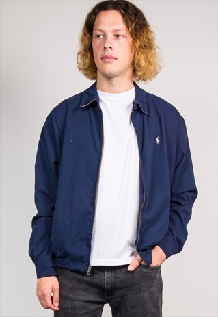 90'S VINTAGE NAVY BLUE RALPH LAUREN BOMBER JACKET