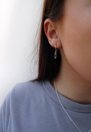 LILAC TEARDROP GOLD HOOPS