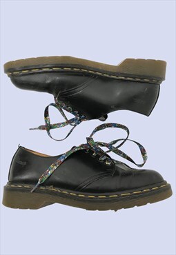 DR. MARTENS Black Leather Low Superhero Laces Casual Shoes