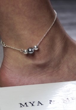 Mya Anklet 925 Sterling Silver in Metallic Grey