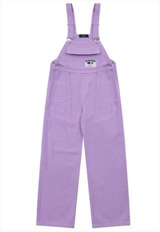 Denim dungarees pastel jean overalls retro jumpsuit purple