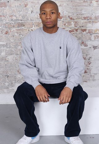 VINTAGE CHAMPION CHEST LOGO SWEATSHIRT GREY