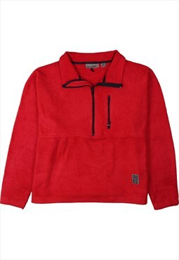 Vintage 90's Timberland Fleece Jumper Quater Zip Red Large