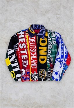 Vintage Reworked Football Scarf Bomber Jacket Harrington