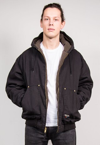 VINTAGE 90'S BLACK PADDED CHORE BOMBER JACKET