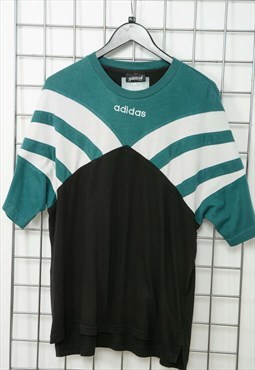 Vintage 90s Adidas T-shirt Black Green Size XL