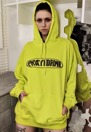 LOOSE FIT OVERSIZE TOP GREEDY SLOGAN DROP SHOULDER HOODIE
