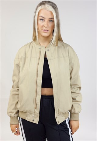VINTAGE 90'S BEIGE BOMBER JACKET