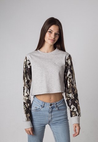 CAMO SEQUINS SWEATSHIRT