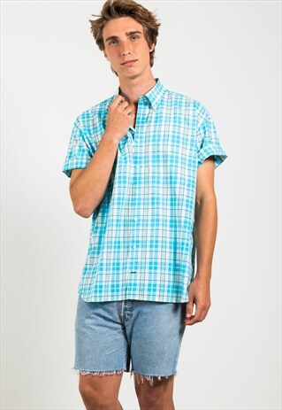 VINTAGE 80S TOMMY HILFIGER SHORT SLEEVE SHIRT / S4933