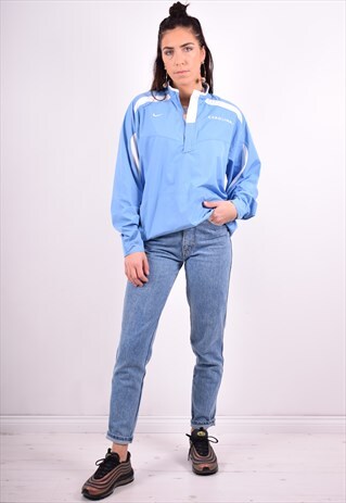 NIKE WOMENS VINTAGE PULLOVER JACKET LARGE BLUE 90'S