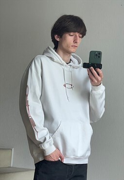 Vintage OAKLEY Hoodie Big Logo Sweatshirt 90s White