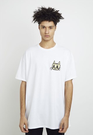 CAT FACE WHITE TEE