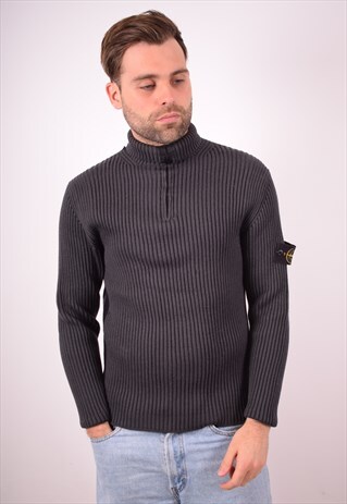 STONE ISLAND MENS VINTAGE JUMPER SWEATER LARGE GREY 90S