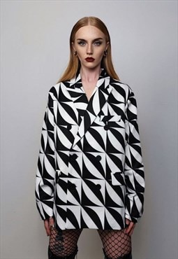 Geometric blazer going out jacket 90s fancy dress coat 