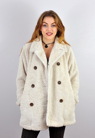 VINTAGE CREAM FAUX FUR JACKET