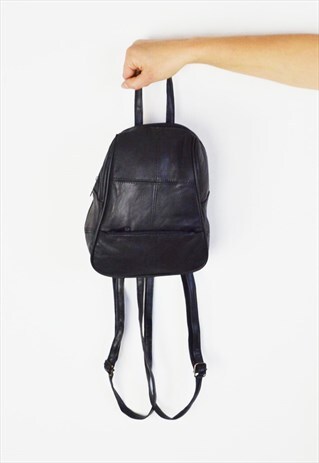 BLACK LEATHER BACKPACK BAG