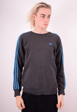 ADIDAS MENS VINTAGE SWEATSHIRT JUMPER MEDIUM GREY 90S