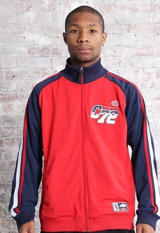 VINTAGE NIKE CORTEZ LOGO SIDE STRIPE TRACK JACKET RED BLUE
