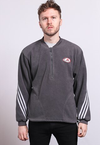 VINTAGE ADIDAS HALF ZIP FLEECE TOP