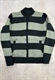 VINTAGE KNITTED CARDIGAN STRIPED PATTERNED ZIP UP KNIT