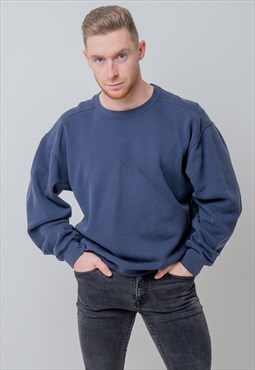 Vintage Simple Sweatshirt in Blue Large