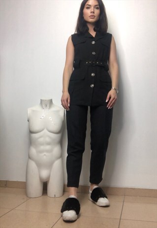 VINTAGE CO ORD TWO PIECES SUIT HIGH RISE TROUSERS AND VEST