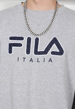 Vintage Fila Crewneck Sweatshirt in Grey with Big Logo XL