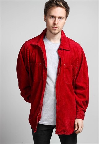 VINTAGE OVERSIZED CORDUROY ZIP SHIRT