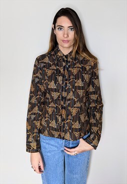 Vintage 80s Long Sleeved Triangle Pattern Shirt