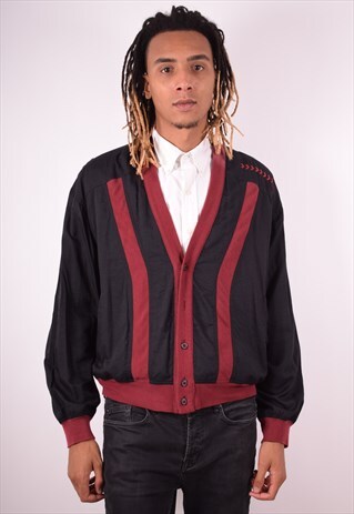 MENS VINTAGE CARDIGAN SWEATER XL BLACK 90S