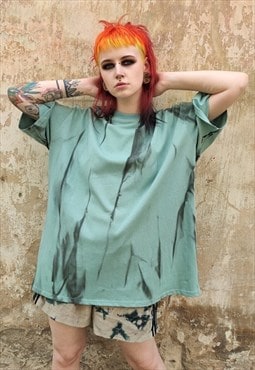 Oversize tie-dye tee gradient baggy t-shirt in pastel green