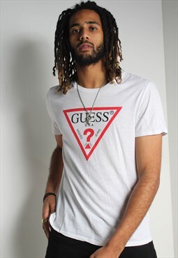Vintage Guess Spell Out Logo T-Shirt White