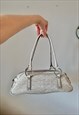 00S GUESS CREAM/BEIGE CROC PRINT STUD SHOULDER BAG