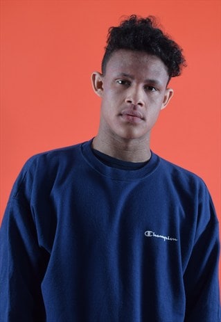 NAVY CHAMPION PRINTED SWEATSHIRT