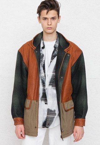 VINTAGE BROWN GREEN JACKET COAT