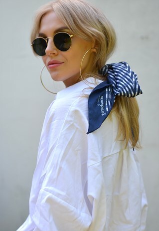VINTAGE JACQMAR NAVY & WHITE NECK / HEAD SCARF