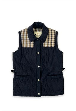 Vintage Aquascutum gilet waistcoat quilted jacket blue check