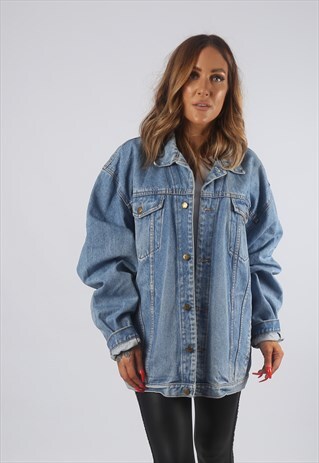 VINTAGE DENIM JACKET OVERSIZED FITTED UK 18 XXL (8BF)