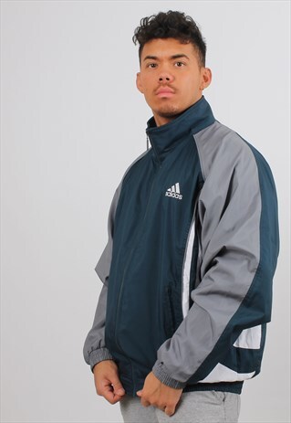 ADIDAS LARGE NAVY WINDBREAKER JACKET