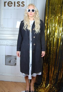 Vintage 90's glam rave baggy trench coat in fancy grey black
