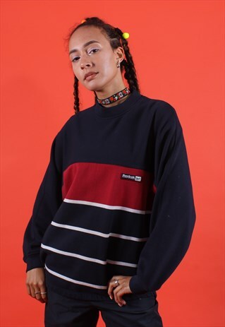 REEBOK NAVY, RED AND WHITE EMBROIDERED SWEATSHIRT