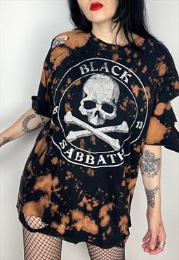 Black Sabbath bleached custom bleached band shirt size xl