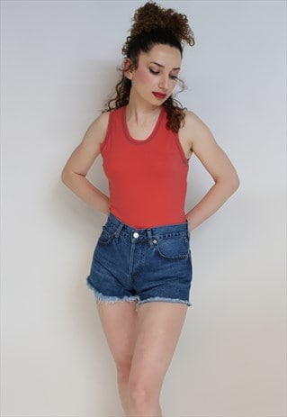 VINTAGE LEVIS 501 HIGH WAISTED DENIM SHORTS -DARK BLUE