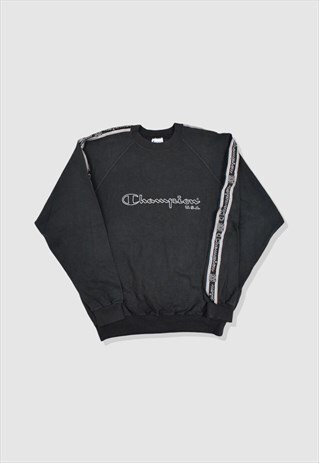 VINTAGE 90S CHAMPION EMBROIDERED LOGO SWEATSHIRT IN BLACK