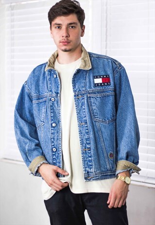 VINTAGE TOMMY JEANS HILFIGER JACKET LOGO 90S L 39.4