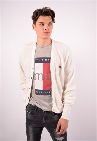 VINTAGE LACOSTE CARDIGAN SWEATER WHITE