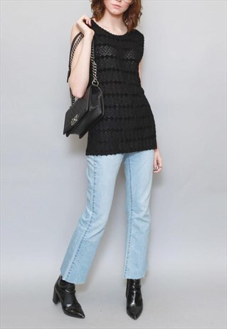 VINTAGE 1990'S PREMIUM BLACK ESCADA KNITTED TOP